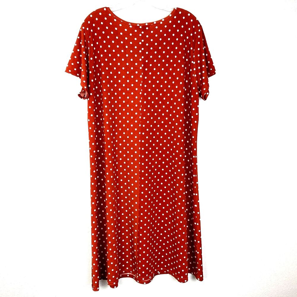 Jon & Anna Contemporary A-Line Dress Size 2X Rust White Polka Dots Stretch - Picture 3 of 5